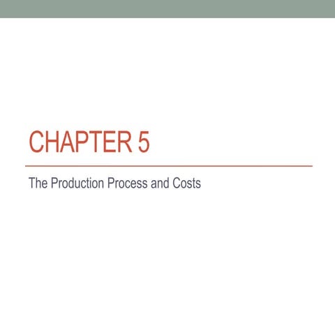 Chapter 5 : The Production Process and Costs
