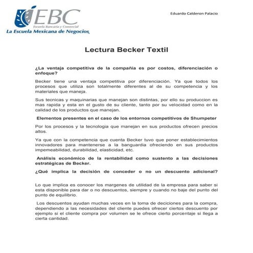 Ensayo becker textilwerk tulio | DOCX