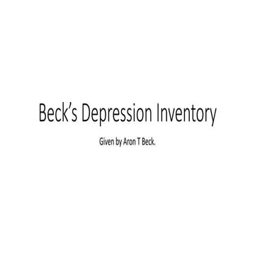 BECK YOUTH INVENTORY in psychological testing | PPTX