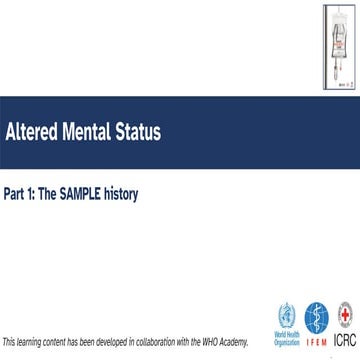 Approach to patient with altered sensorium | PPTX