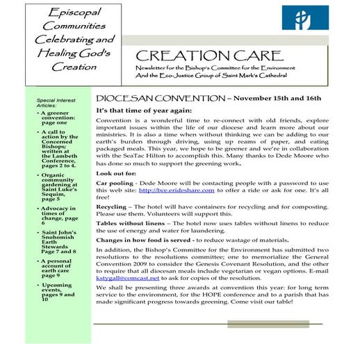 Creation Care - Eco-Justice Group of Saint Mark’s Cathedral  