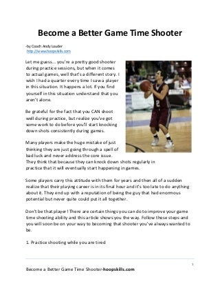 Become a better game time shooter in basketball