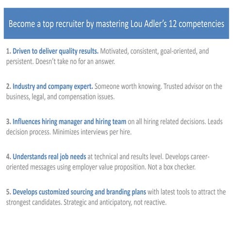 Become a top recruiter by mastering Lou Adler’s 12 competencies 
