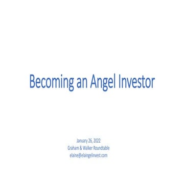 Becoming an Angel Investor