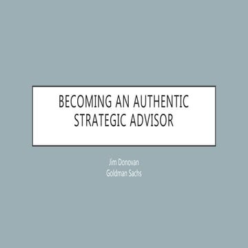 Becoming an authentic client advisor by Jim Donovan
