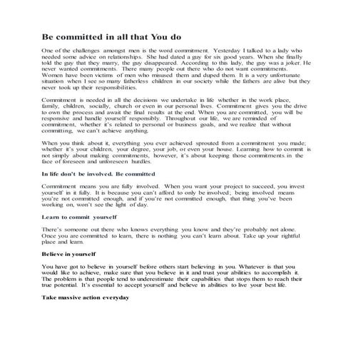 Be committed  in all that you do