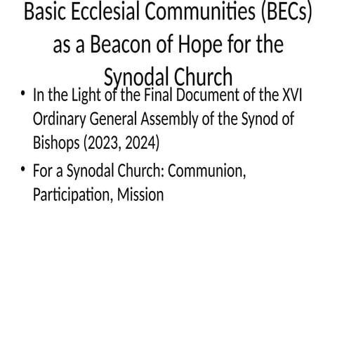Basic Ecclesial Communities Assembly Primer | PPTX