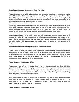 cara main togel singapura