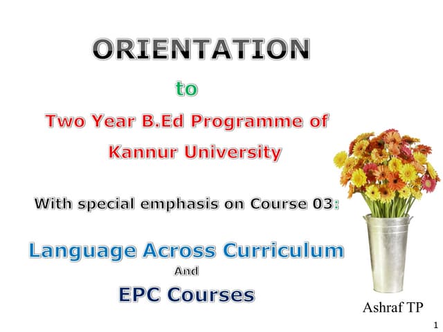 Kannur University BEd. Programme