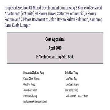 Be De Workshop Cost Appraisal