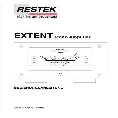 Bedienungsanleitung RESTEK EXTENT Endverstärker | PDF