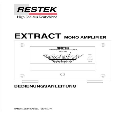 Bedienungsanleitung RESTEK EXTRACT Endverstärker | PDF