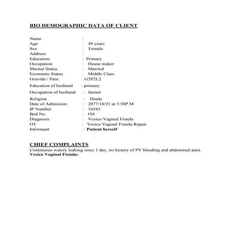 Bedside teaching vvf