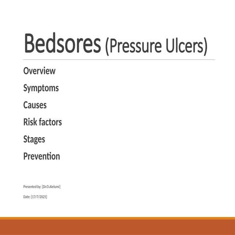 Pressure Ulcers A decubitus ulcer. Stages of Bedsore | PDF