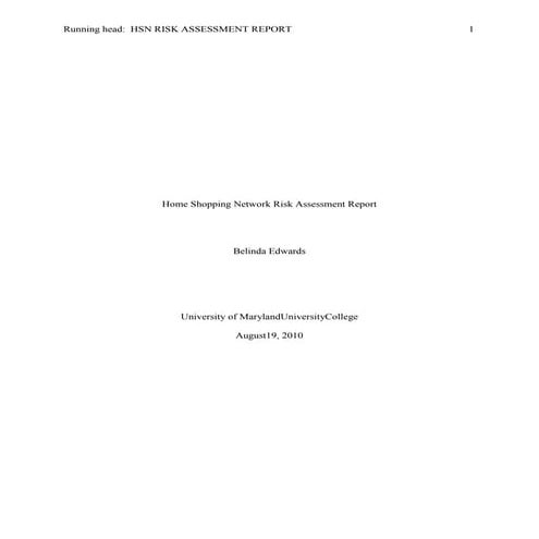 HSN Risk Assessment Report