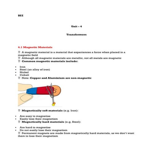 MODULE 4: TRANSFORMERS MAGNETIC MATERIALS, BH CHARACTERISTICS, IDEAL AND PRAC...
