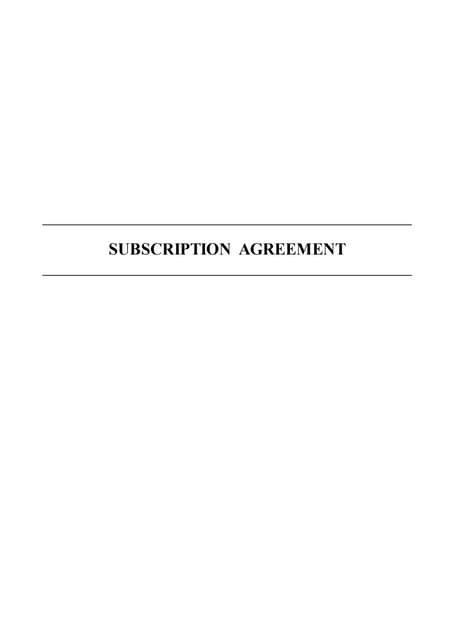 What Is Share Subscription Agreement 