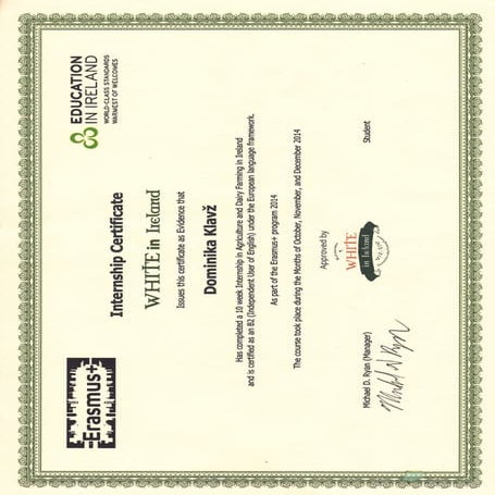 erasmus certifikat