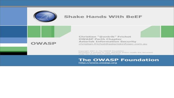 Shake Hooves With BeEF - OWASP AppSec APAC 2012