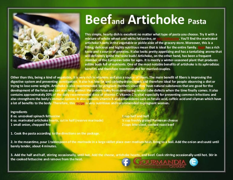 Beef and artichoke pasta