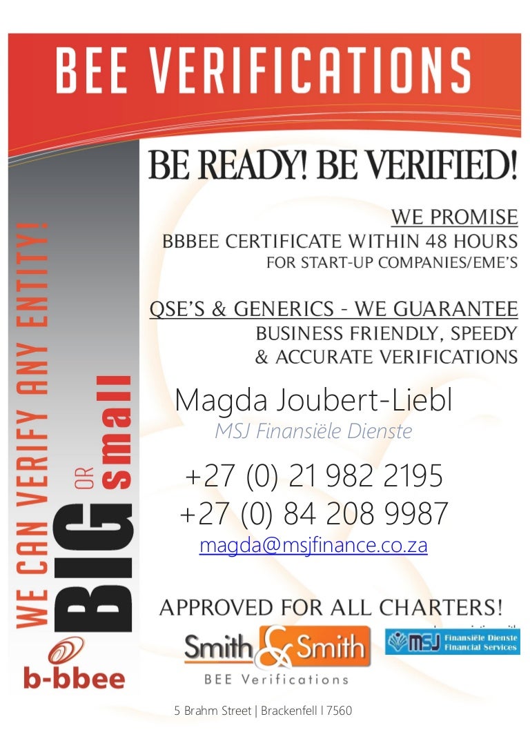 BEE Verifications & Certificates within 48 hours