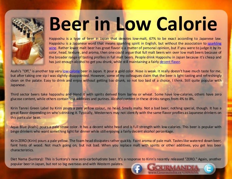 Beer in low calorie