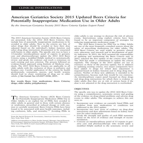 Beer's list 2015 update