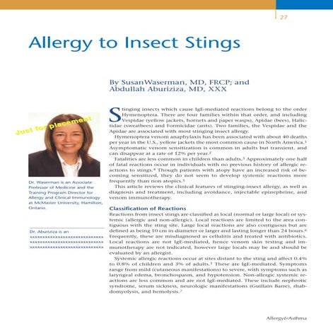 Bee Sting Allergy