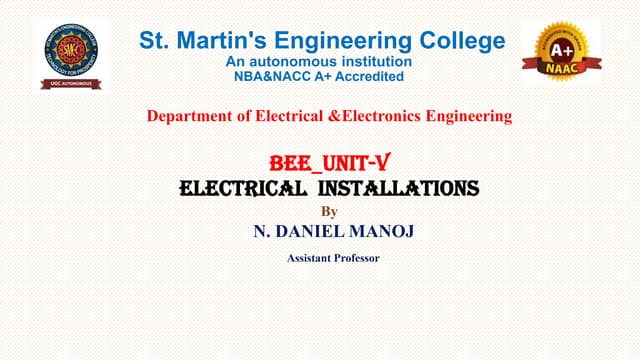 Electrical Installations, MCB, MCCB, ELCB