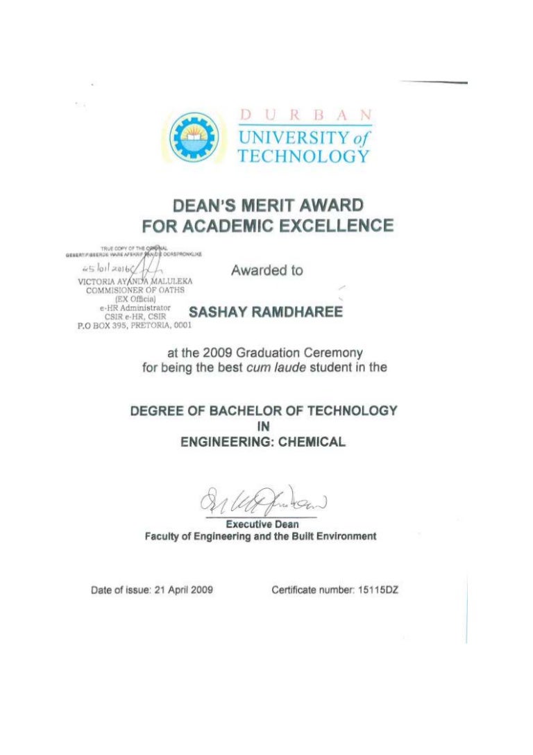 Dean's Merit Award