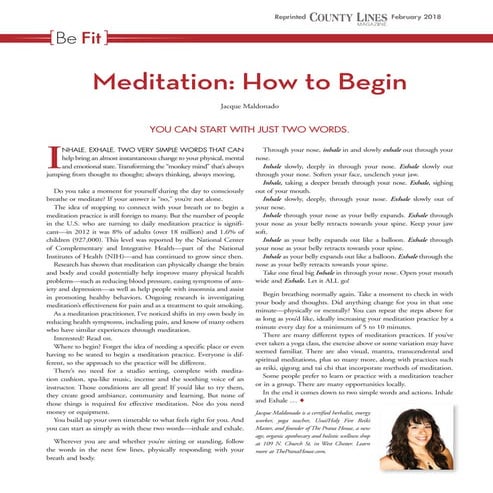 Meditation: How To Begin