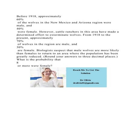 Before 1918, approximately 60 of the wolves in the New Mexico a.docx