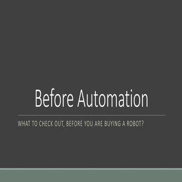 Before automation