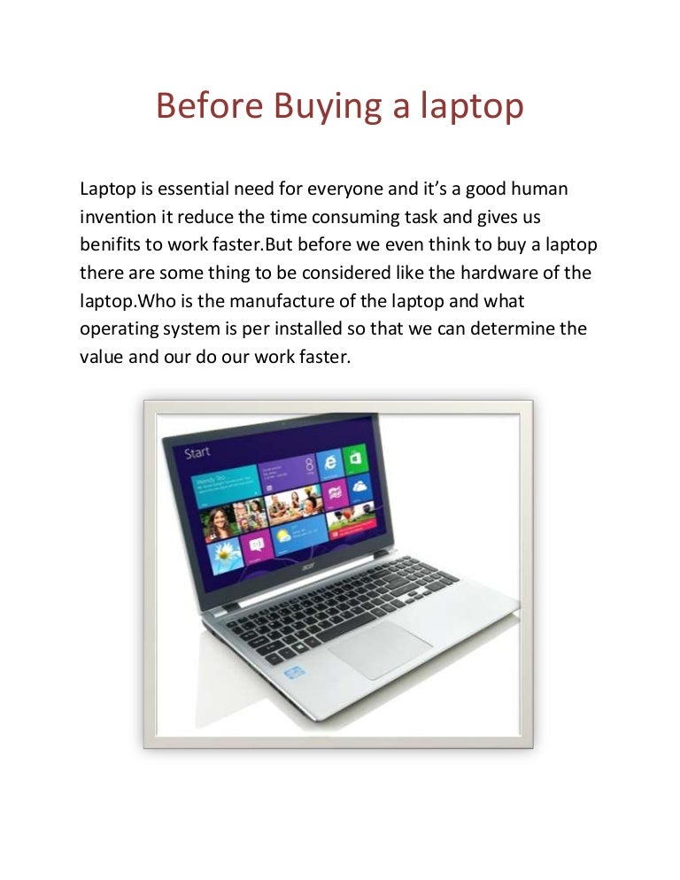 Before buying a laptop things to be considered