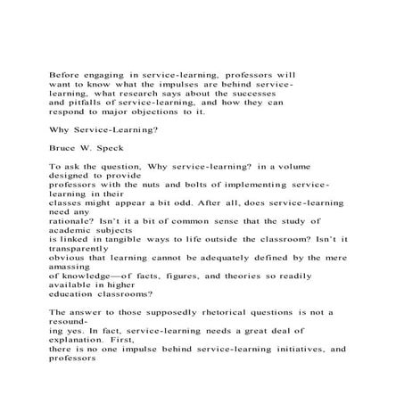 Before engaging in service learning, professors will want to