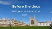 Before the docs: writing for user i...