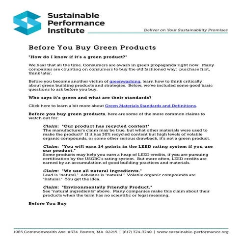 Before You Buy Green Products