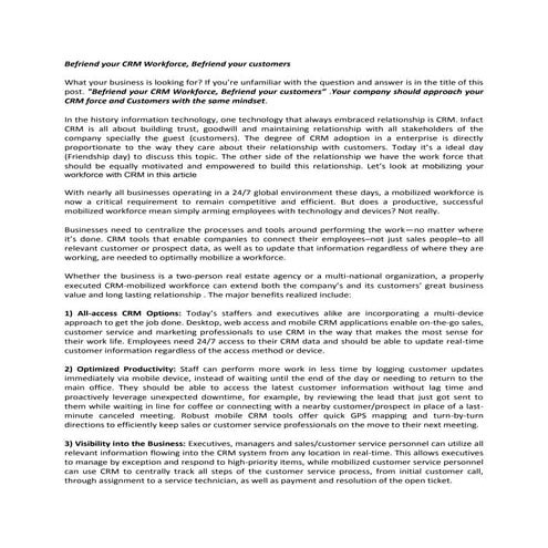 Befriend your crm workforce