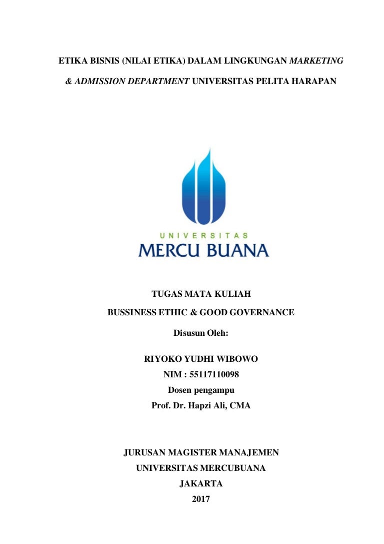 Be Gg Riyoko Yudhi Wibowo Hapzi Ali Etika Bisnis Nilai Etika Da
