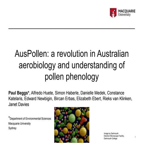 Paul Beggs Phenology 2018 presentation on AusPollen