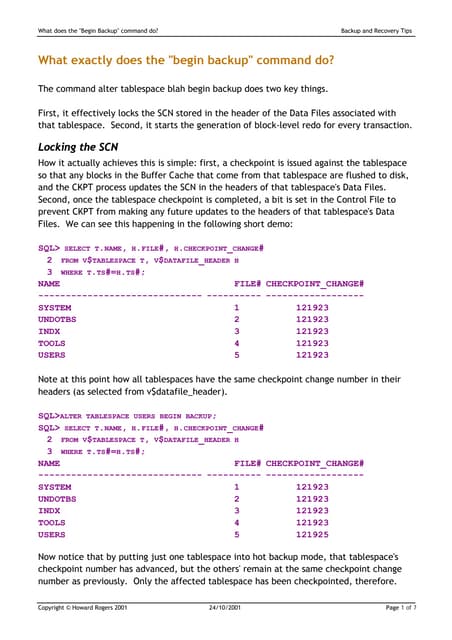 Beginbackup