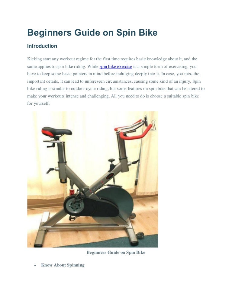 Beginners guide on spin bike
