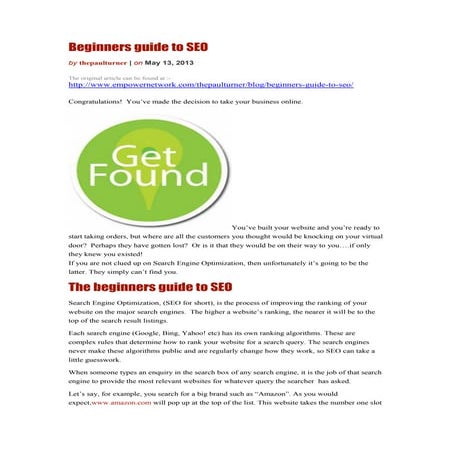 Beginners guide to seo