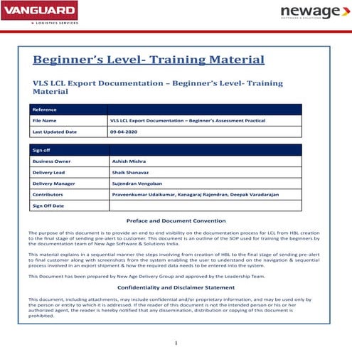 Process - VLS LCL Correction - Beginner level
