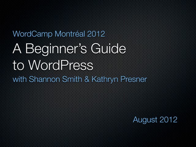 Beginners' Guide to WordPress