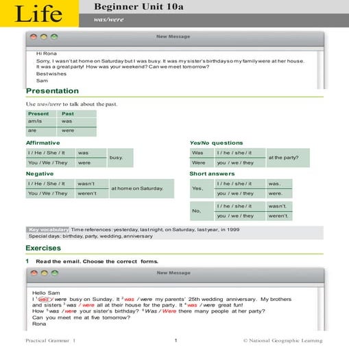 Beginner unit 10a was/were