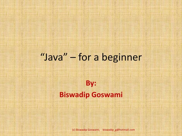 Java for the Beginners