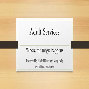 Introduction to Adult Services