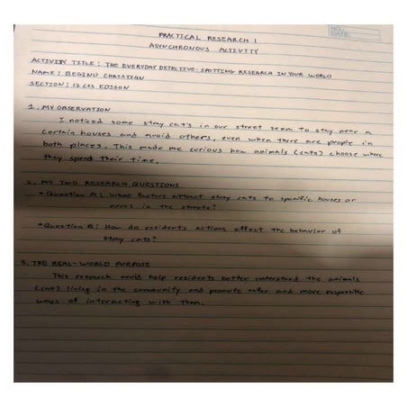 PRACTICAL RESEARCH ACTIVITY BY THE STUDENT | PDF