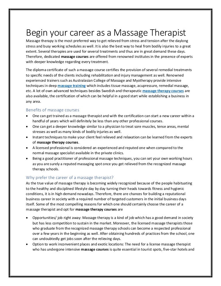 Begin your career as a Massage Therapist
